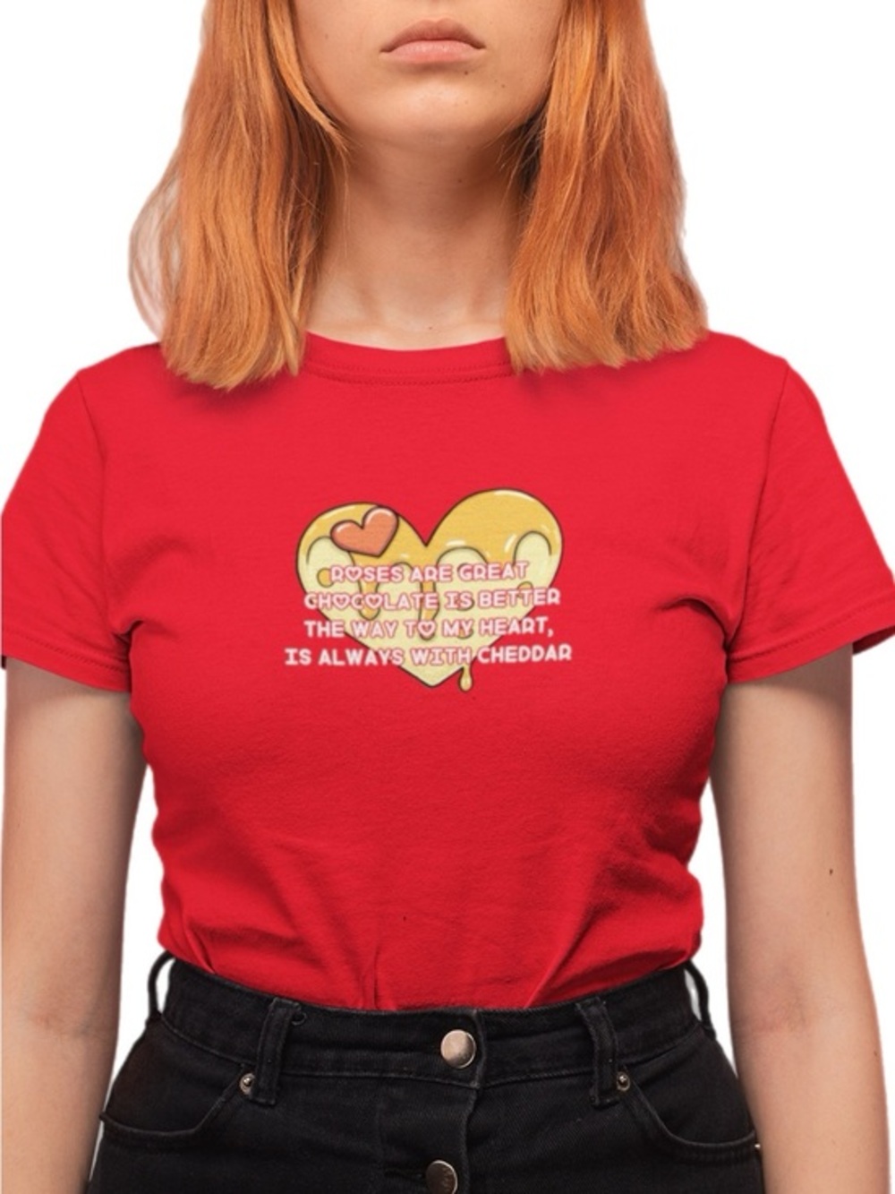 The Blind Medium | Original Poem Red Short-Sleeve Graphic Tee Cheddar Love Print